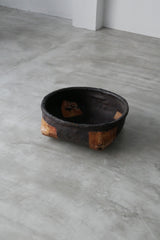 柿渋和紙　一閑張り　編み籠　江戸後期　Edo–Meiji Period　/  Japanese Antique Kakishibu Basket　Object