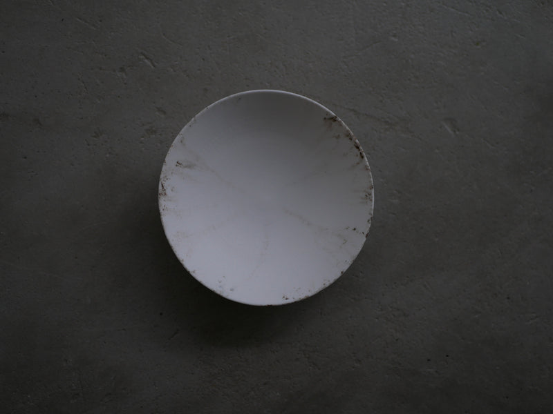 白磁　墨流し flow bowl3 / Takahiro Yahagi