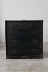 静かな黒漆　庄内箪笥　江戸から明治期　/  Japanese Antiques  Urushi  Wooden Drawer ,Chest