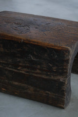 木　刳抜　少数民族　小椅子　木台　大　/  Asian Antique　Primitive 　Wooden　Stool