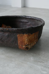 柿渋和紙　一閑張り　編み籠　江戸後期　Edo–Meiji Period　/  Japanese Antique Kakishibu Basket　Object