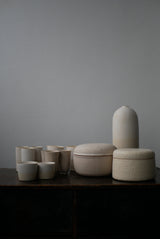 釉かけ分け　花器　White &Stone Veil    / Akari Sato