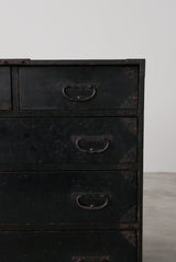 静かな黒漆　庄内箪笥　江戸から明治期　/  Japanese Antiques  Urushi  Wooden Drawer ,Chest