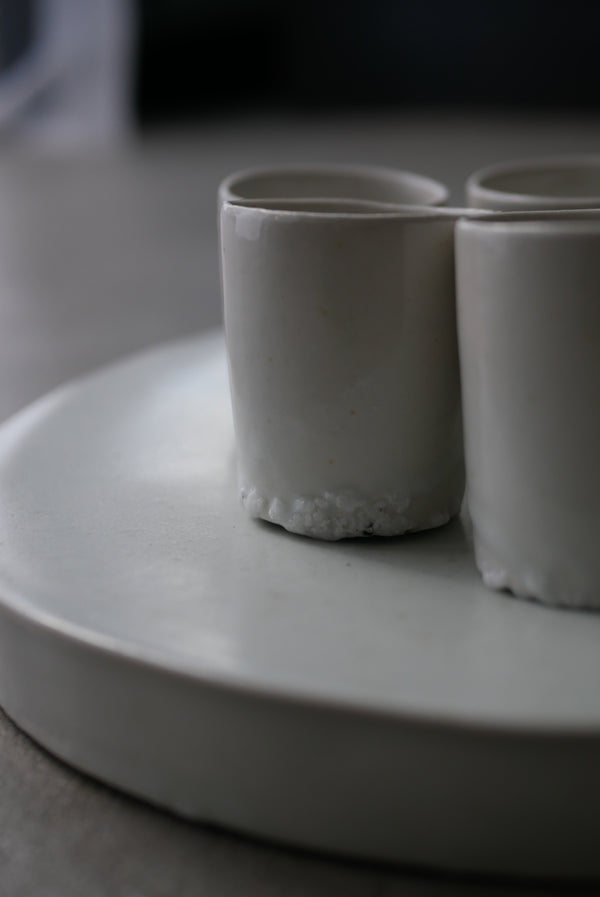 白瓷長石高台　茶杯　小　/ タナカシゲオ