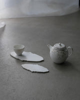 白磁　Oval 2way scrach&web plate SS / Takahiro Yahagi