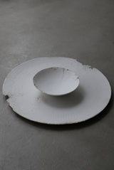 白磁  stone scrach  大皿　Takahiro Yahagi