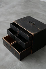 黒漆　小引出し　小箪笥　江戸時代　/  Japanese Antiques