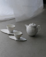 白磁　Oval 2way scrach&web plate SS / Takahiro Yahagi