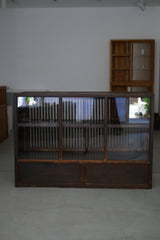 水屋カウンター　ガラス戸棚　大正時代　大型配送　/  Japanese Antiques Tansu Counter キャビネット