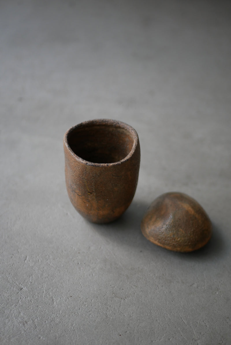 古色　蓋もの  茶入れ  /菊地　亨