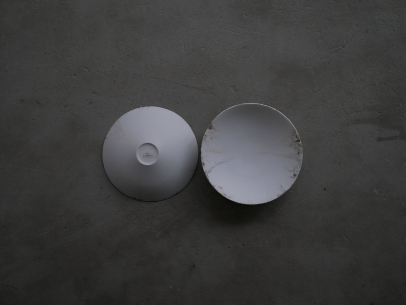 白磁　墨流し flow bowl3 / Takahiro Yahagi