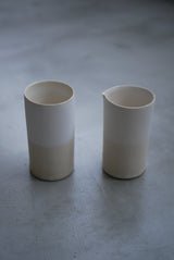 White Veil  釉かけ分け　片口　/ Akari Sato 石肌