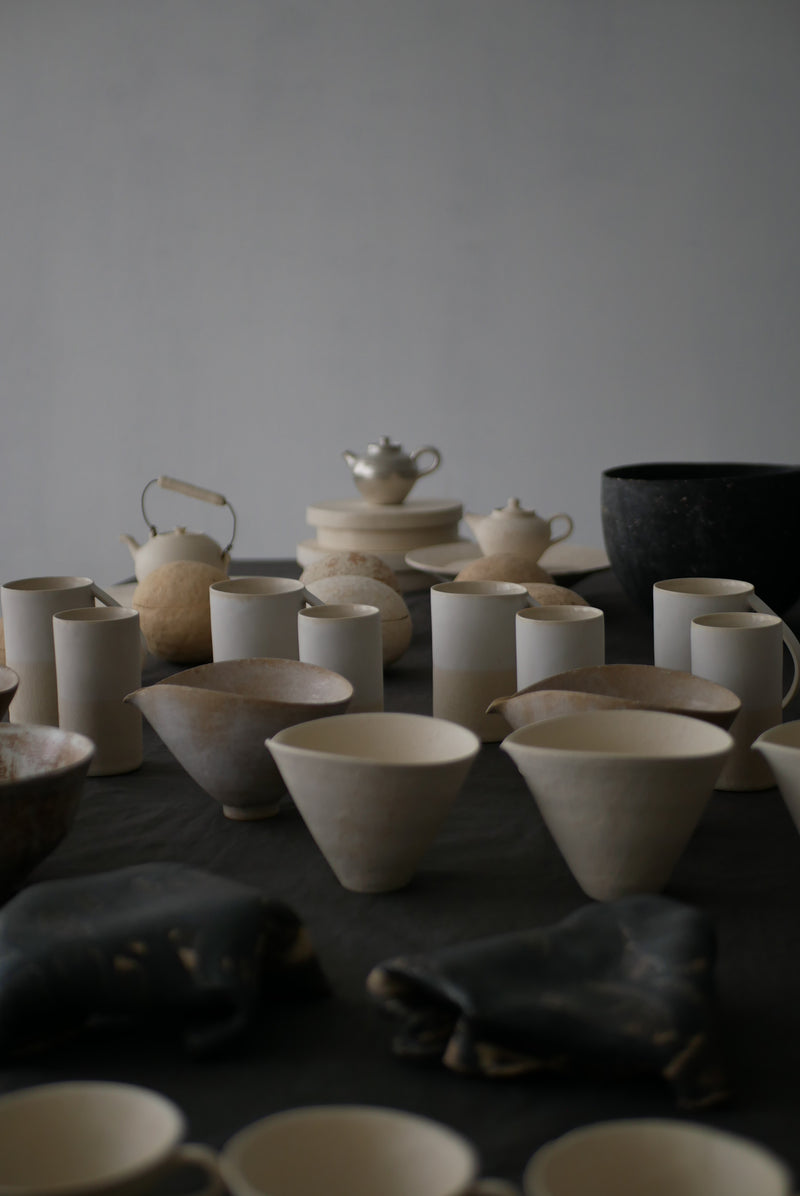 釉かけ分け　陶肌　筒Cup  /Akari Sato