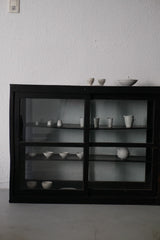 黒漆　ガラス戸棚　大正時代　/  Japanese Antique Cabinet