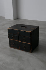 黒漆　小引出し　小箪笥　江戸時代　/  Japanese Antiques
