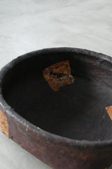 柿渋和紙　一閑張り　編み籠　江戸後期　Edo–Meiji Period　/  Japanese Antique Kakishibu Basket　Object