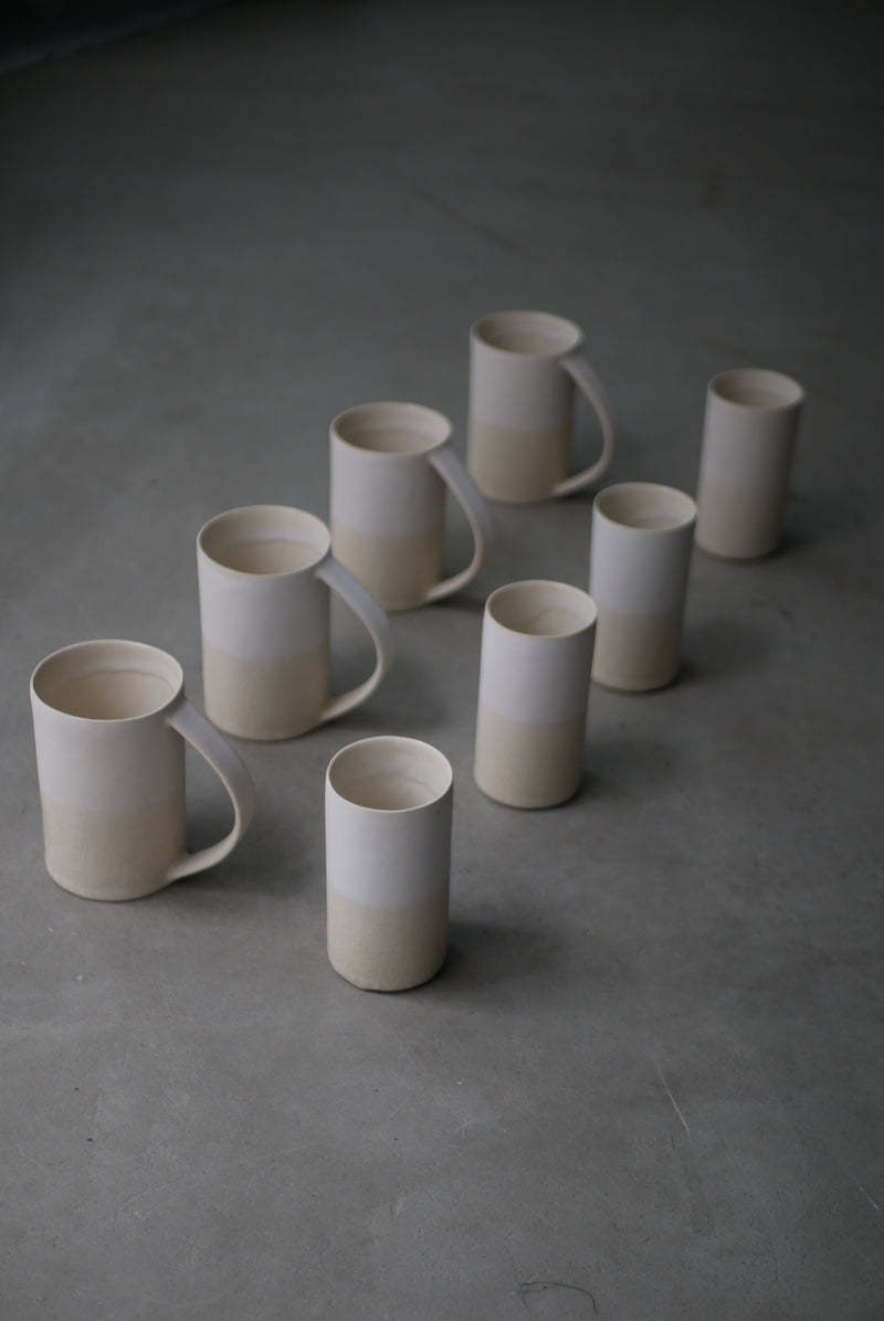 釉かけ分け　陶肌　筒Cup  /Akari Sato