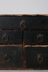 黒漆　小引出し　小箪笥　江戸時代　/  Japanese Antiques