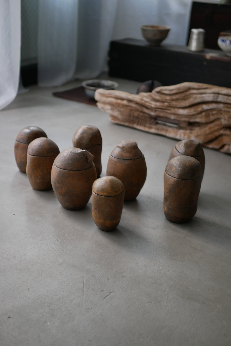 古色　蓋もの  茶入れ  /菊地　亨