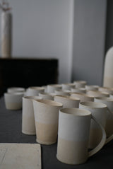 かけ分け　白釉　土肌　cup 猪口　  / Akari Sato