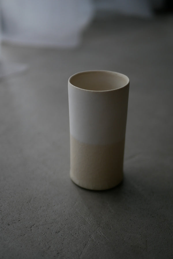 釉かけ分け　陶肌　筒Cup  /Akari Sato