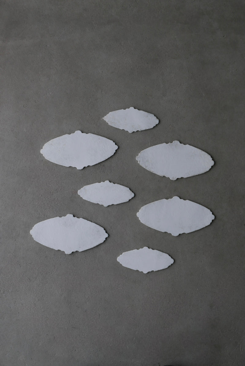 白磁　Oval 2way scrach&web plate SS / Takahiro Yahagi