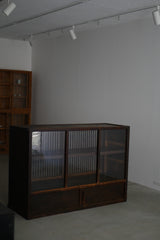 水屋カウンター　ガラス戸棚　大正時代　大型配送　/  Japanese Antiques Tansu Counter キャビネット