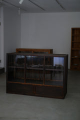 水屋カウンター　ガラス戸棚　大正時代　大型配送　/  Japanese Antiques Tansu Counter キャビネット