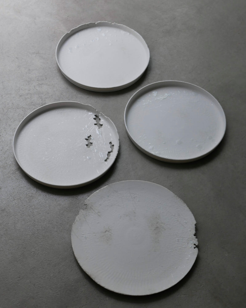 白磁  stone scrach  大皿　Takahiro Yahagi