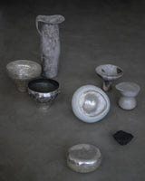 煙銀彩　墨黒　高台碗  /菊地　亨