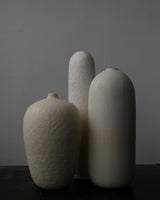 釉かけ分け　花器　White &Stone Veil    / Akari Sato