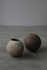 Moon Jar  満月壺　直径20/ Testuya Hioki    Japanese  soil   Art 花器