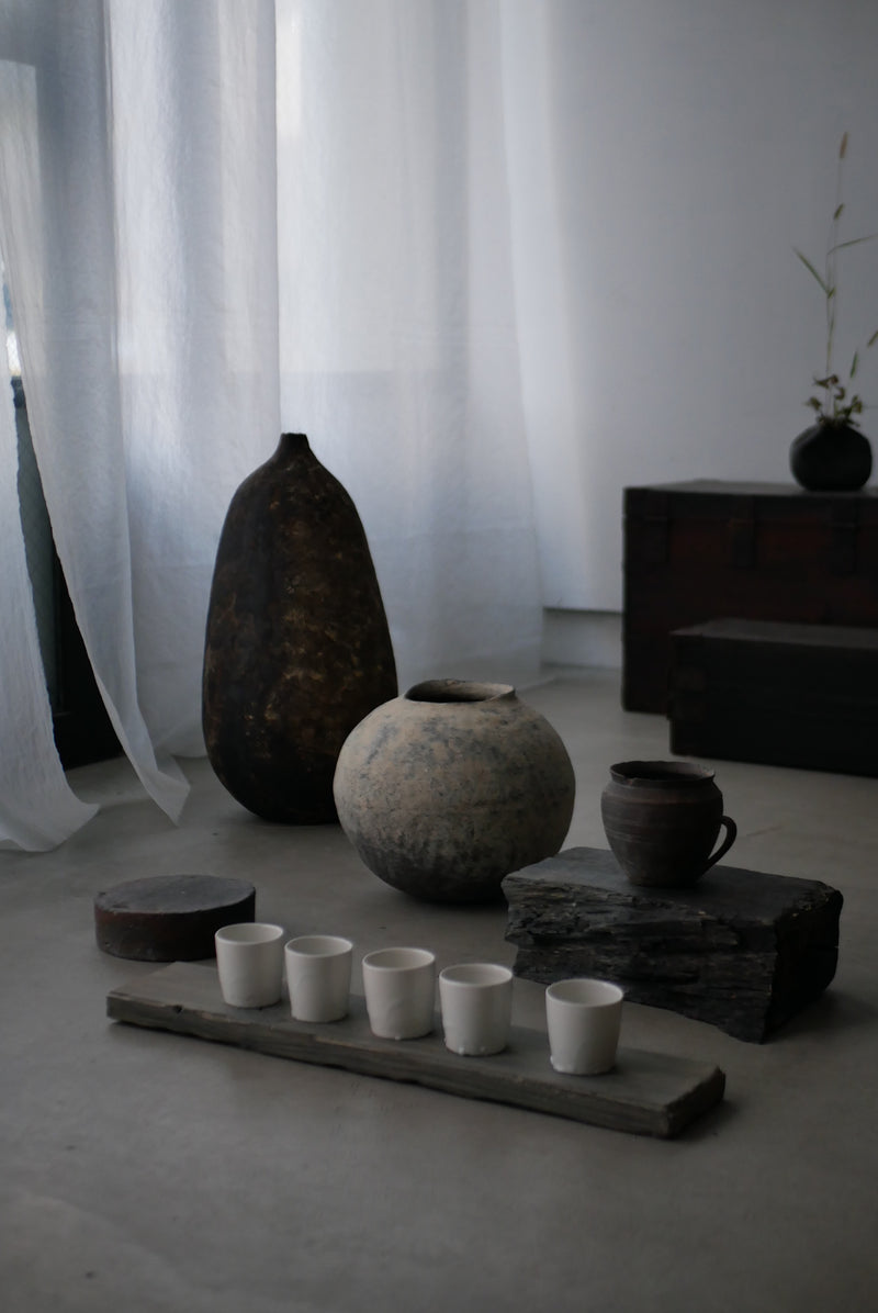 白瓷長石高台　茶杯　小　/ タナカシゲオ