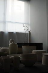 釉かけ分け　花器　White＆Stone Veil    / Akari Sato