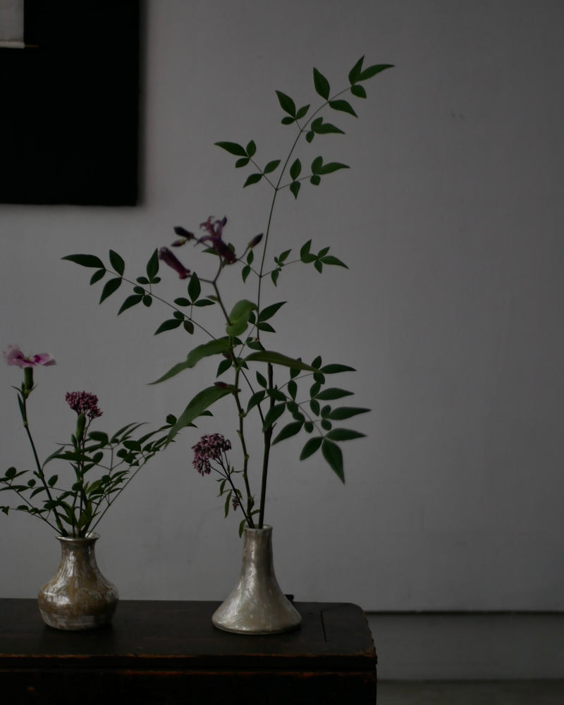 煙銀彩　花器　  /菊地　亨