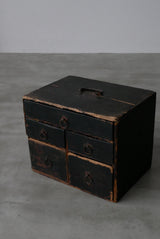 黒漆　小引出し　小箪笥　江戸時代　/  Japanese Antiques