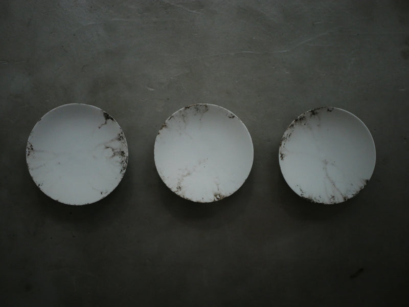 白磁　墨流し flow bowl3 / Takahiro Yahagi