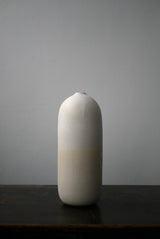 釉かけ分け　花器　White &Stone Veil    / Akari Sato