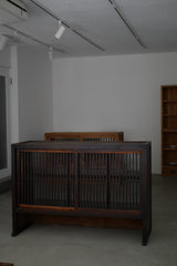 水屋カウンター　ガラス戸棚　大正時代　大型配送　/  Japanese Antiques Tansu Counter キャビネット