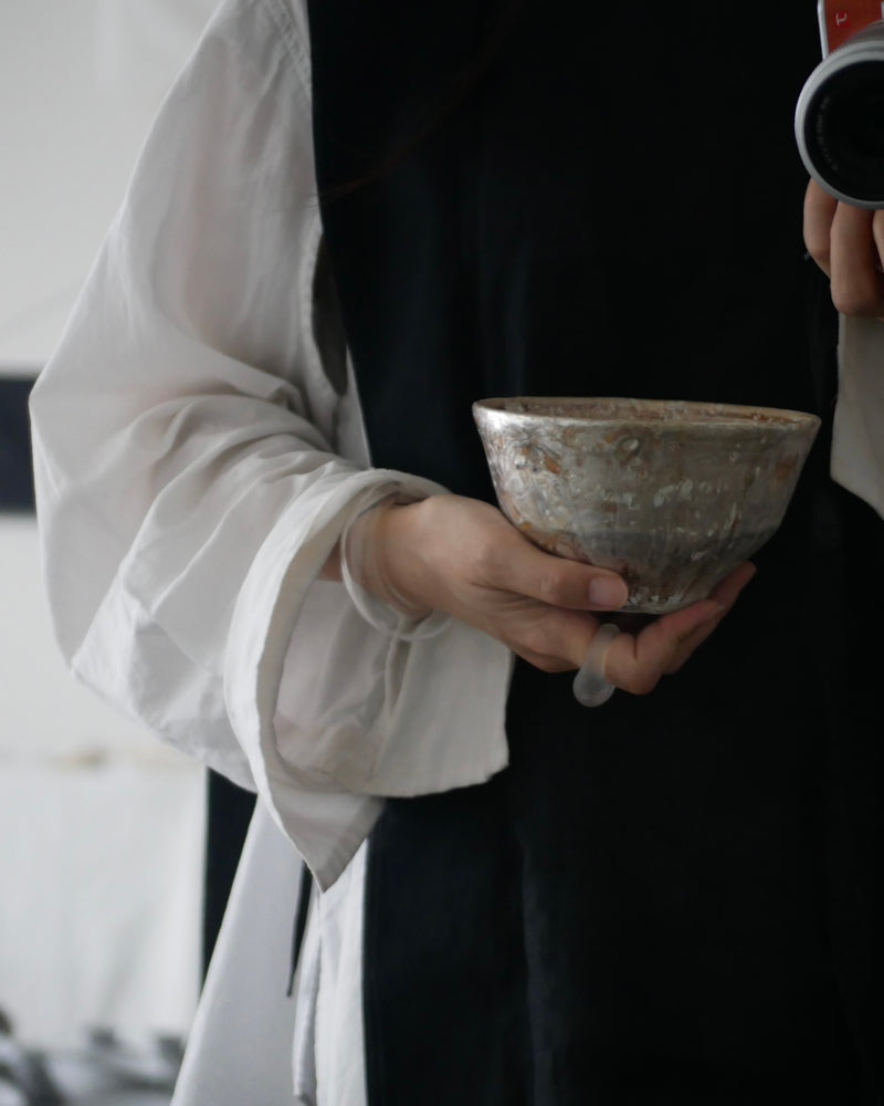 茶煙銀彩　抹茶碗  /菊地　亨