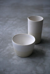 かけ分け　白釉　土肌　cup 猪口　  / Akari Sato