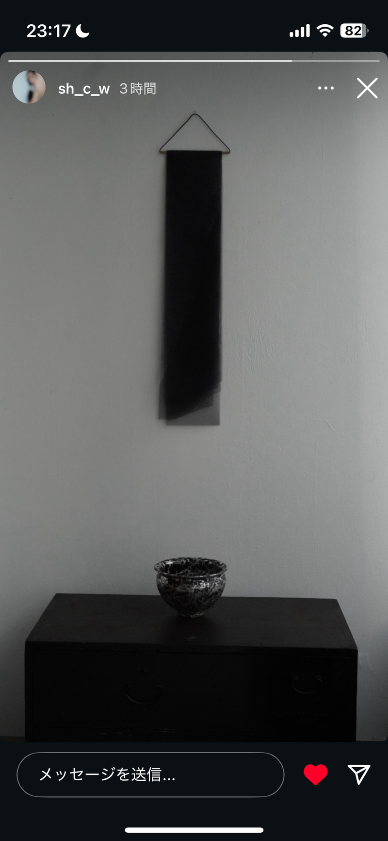 専用 / 布掛け軸　　曲線の重ね　白 / 黒