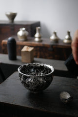 煙銀彩　高台碗  /菊地　亨