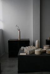 釉かけ分け　花器　White &Stone Veil    / Akari Sato