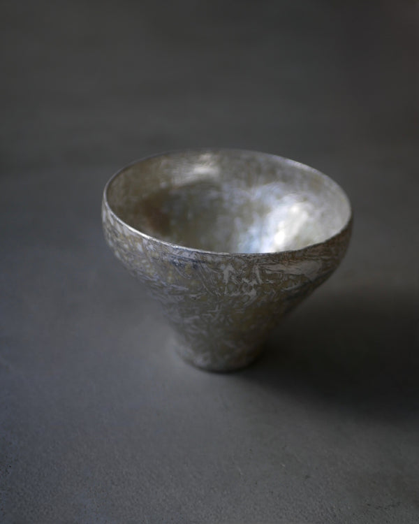 煙銀彩　高台碗  /菊地　亨