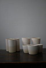 かけ分け　白釉　土肌　cup 猪口　  / Akari Sato