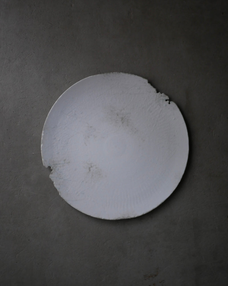 白磁  stone scrach  大皿　Takahiro Yahagi