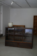 水屋カウンター　ガラス戸棚　大正時代　大型配送　/  Japanese Antiques Tansu Counter キャビネット