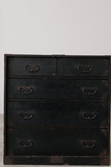 静かな黒漆　庄内箪笥　江戸から明治期　/  Japanese Antiques  Urushi  Wooden Drawer ,Chest
