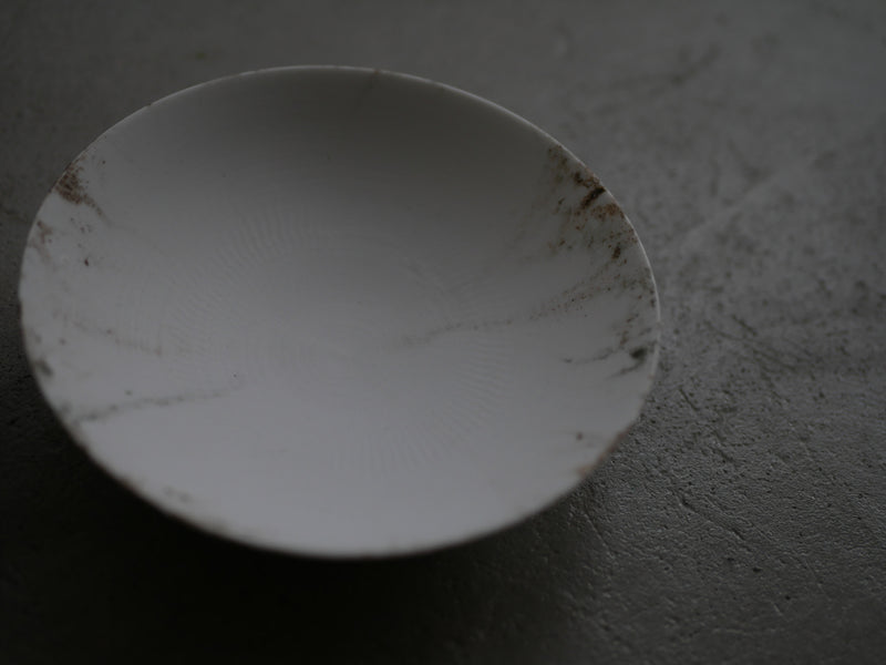 白磁　墨流し flow bowl3 / Takahiro Yahagi